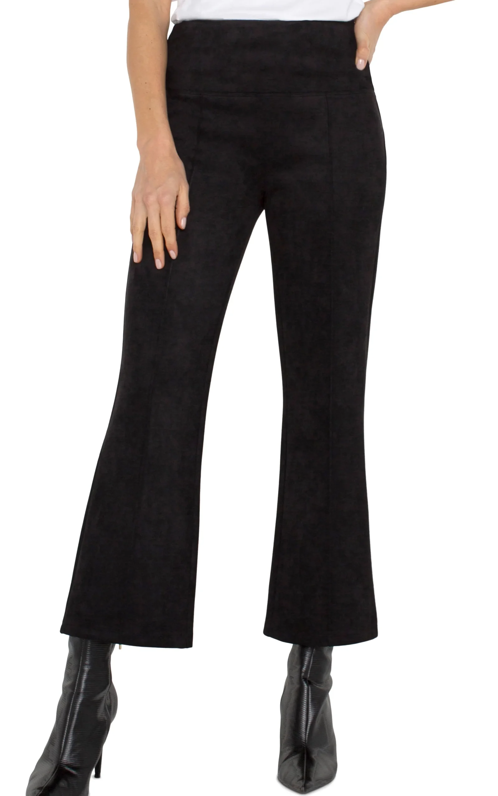 Liverpool Los Angeles Pants|Knit Pull-On-PEARL CROP FLARE Black
