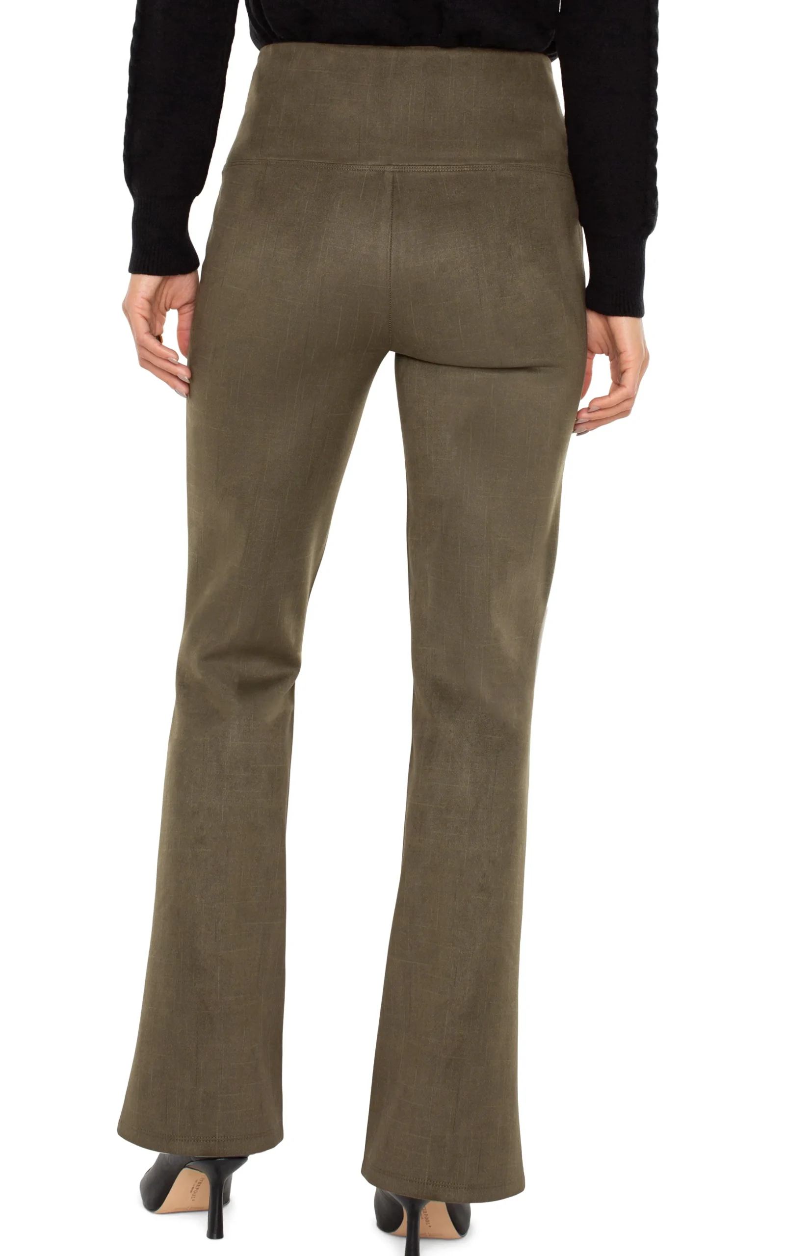 Liverpool Los Angeles Pants|Knit Pull-On-PEARL FULL LENGTH FLARE WITH PINTUCKS Olive
