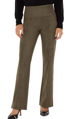 Liverpool Los Angeles Pants|Knit Pull-On-PEARL FULL LENGTH FLARE WITH PINTUCKS Olive