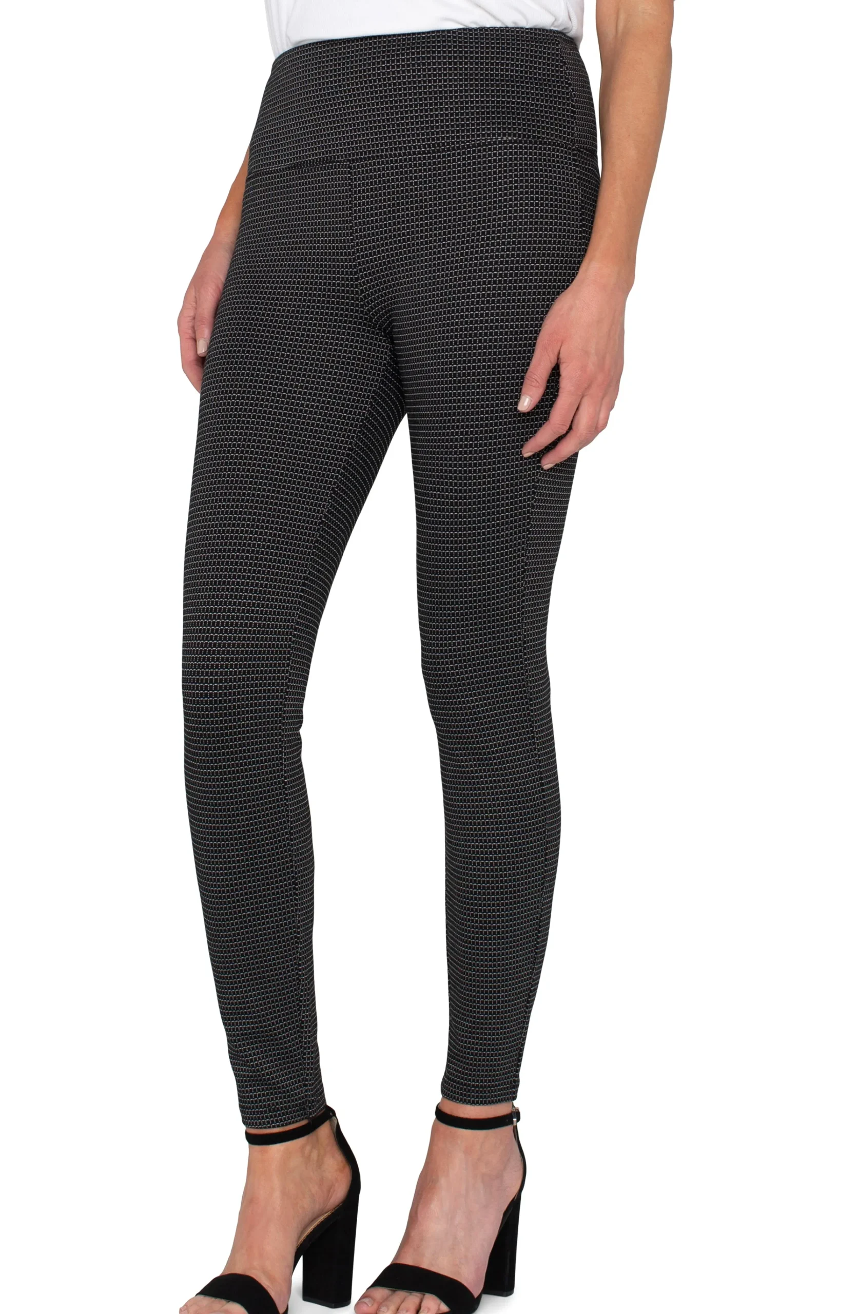 Liverpool Los Angeles Pants|Knit Pull-On-PEARL PULL-ON LEGGING Blackwhiteminigrid
