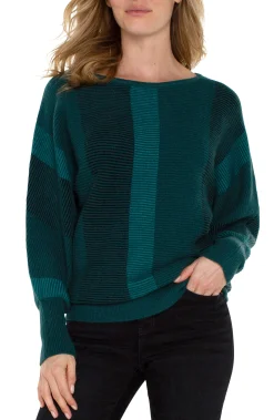 Liverpool Los Angeles Tops-PETITE BOAT NECK DOLMAN SWEATER Malachitemulti