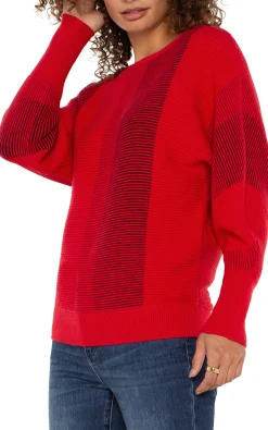 Liverpool Los Angeles Tops-PETITE BOAT NECK DOLMAN SWEATER Tangoredmulti