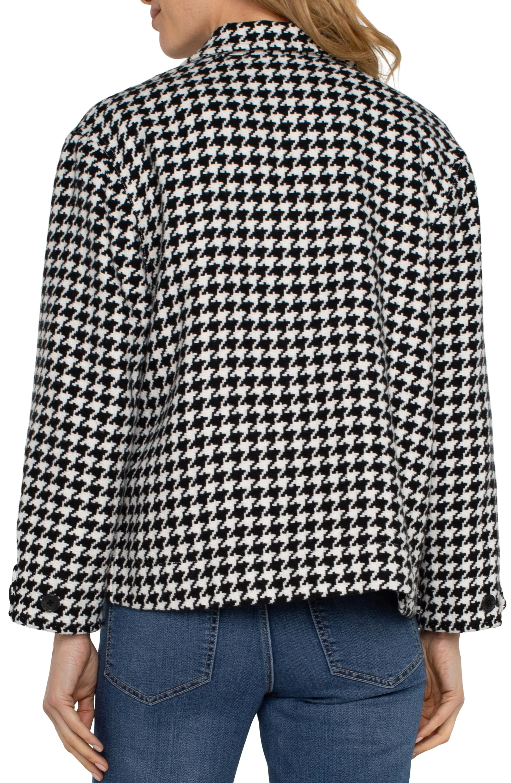 Liverpool Los Angeles Jackets-PETITE BOXY SHACKET Blackwhitehoundstooth