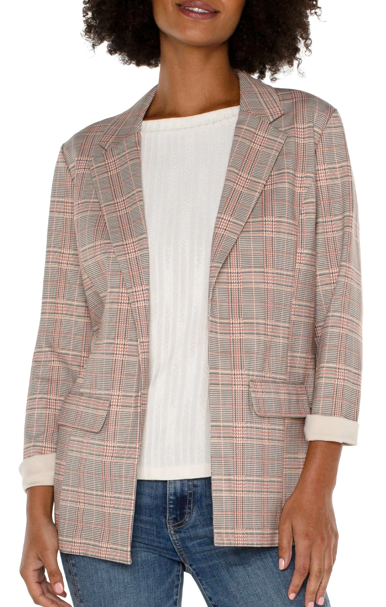 Liverpool Los Angeles Jackets-PETITE BOYFRIEND BLAZER Lavaflowglenplaid
