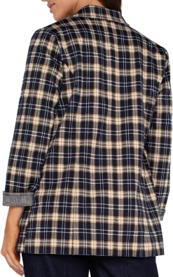 Liverpool Los Angeles Jackets-PETITE BOYFRIEND BLAZER Darknavytartanplaid