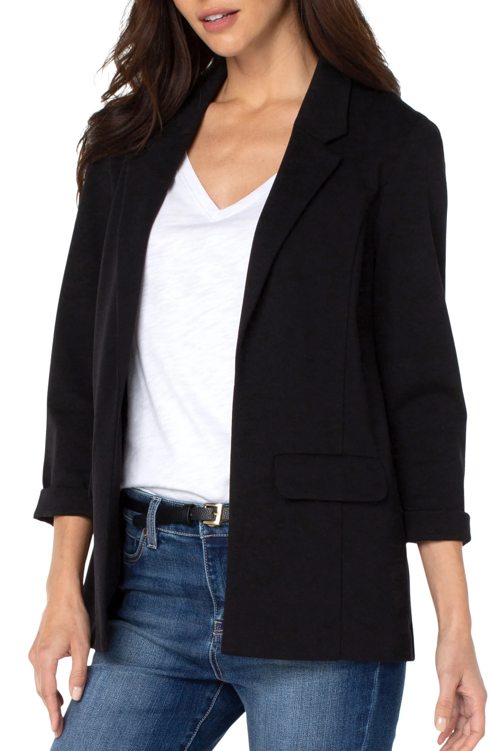 Liverpool Los Angeles Jackets-PETITE BOYFRIEND BLAZER WITH PRINCESS DARTS Black