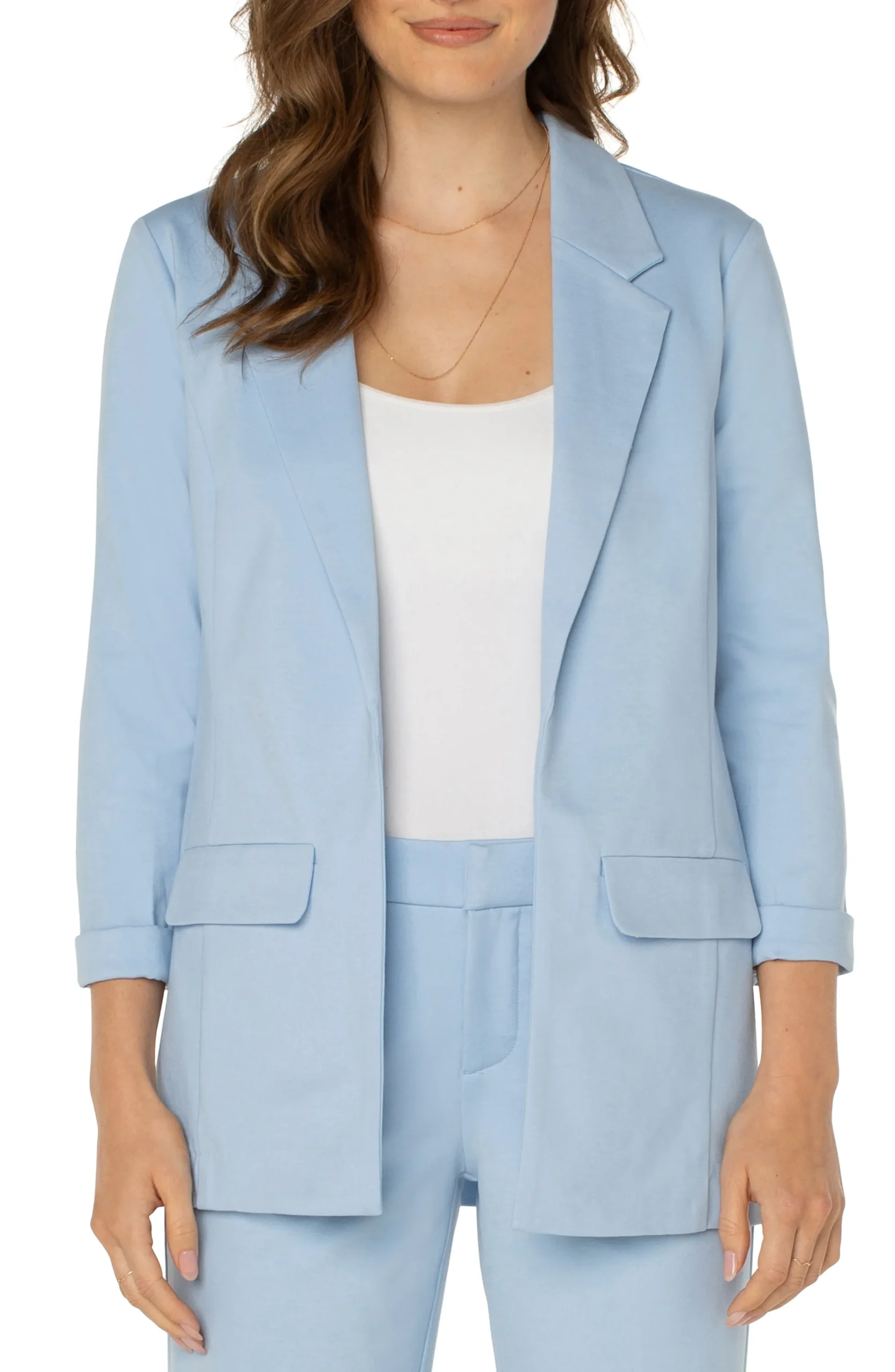 Liverpool Los Angeles Jackets-PETITE BOYFRIEND BLAZER WITH PRINCESS DARTS Mistyblue