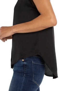 Liverpool Los Angeles Tops-PETITE BUTTON FRONT DOLMAN SLEEVE BLOUSE Black
