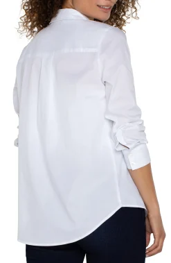 Liverpool Los Angeles Tops-PETITE CLASSIC BUTTON FRONT POPLIN SHIRT White