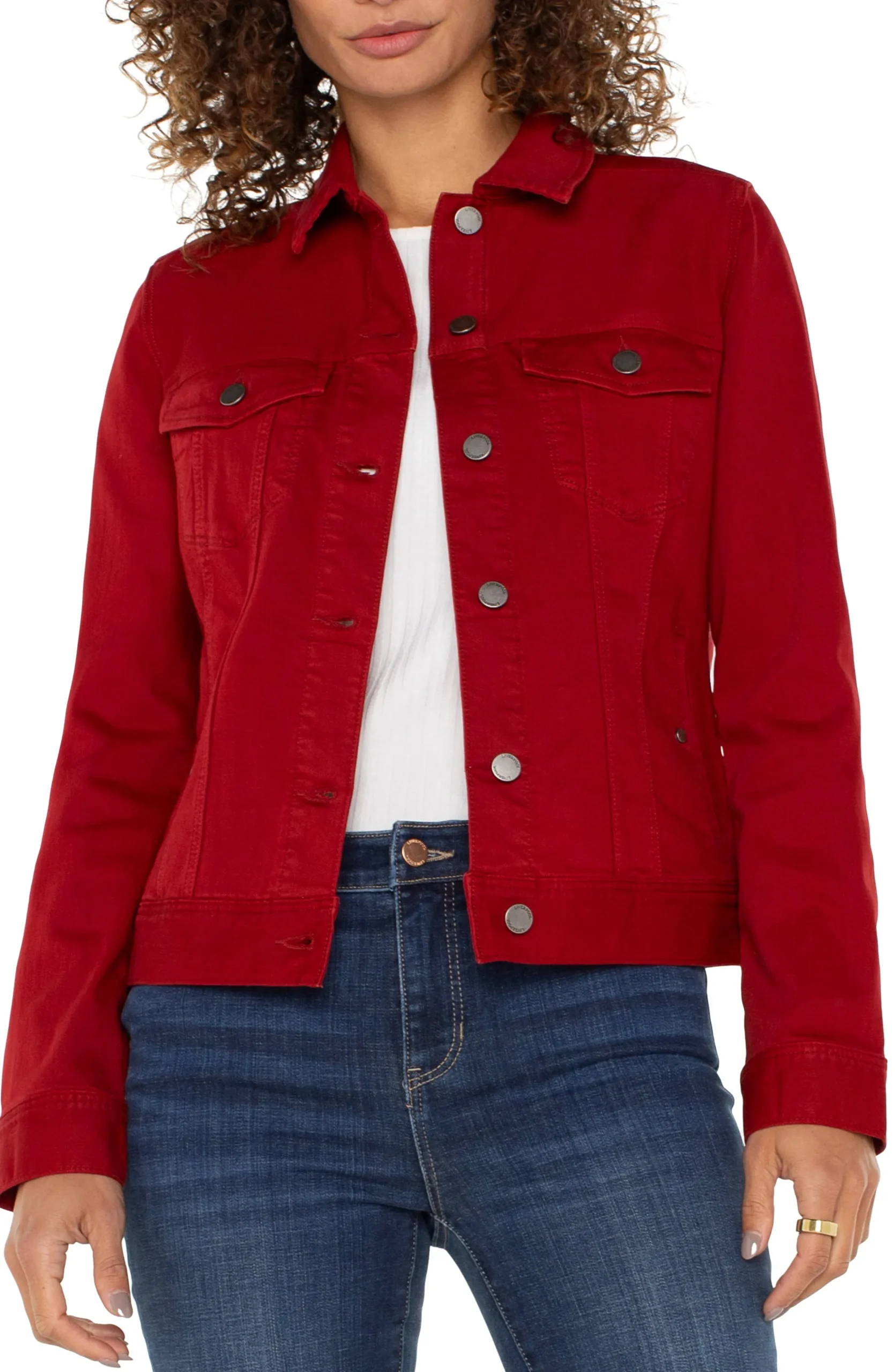 Liverpool Los Angeles Jackets-PETITE CLASSIC JEAN JACKET Carnelian