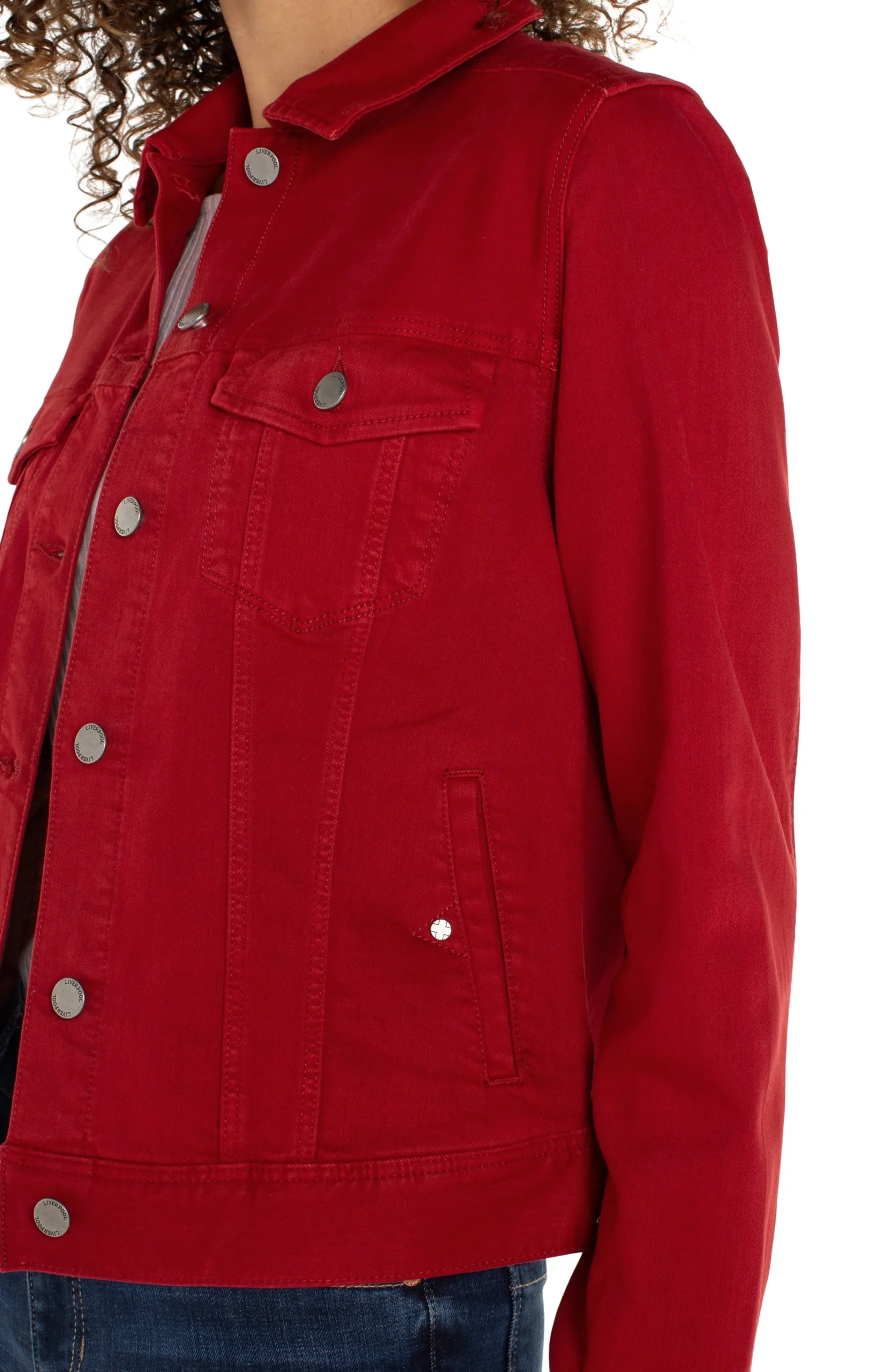 Liverpool Los Angeles Jackets-PETITE CLASSIC JEAN JACKET Carnelian
