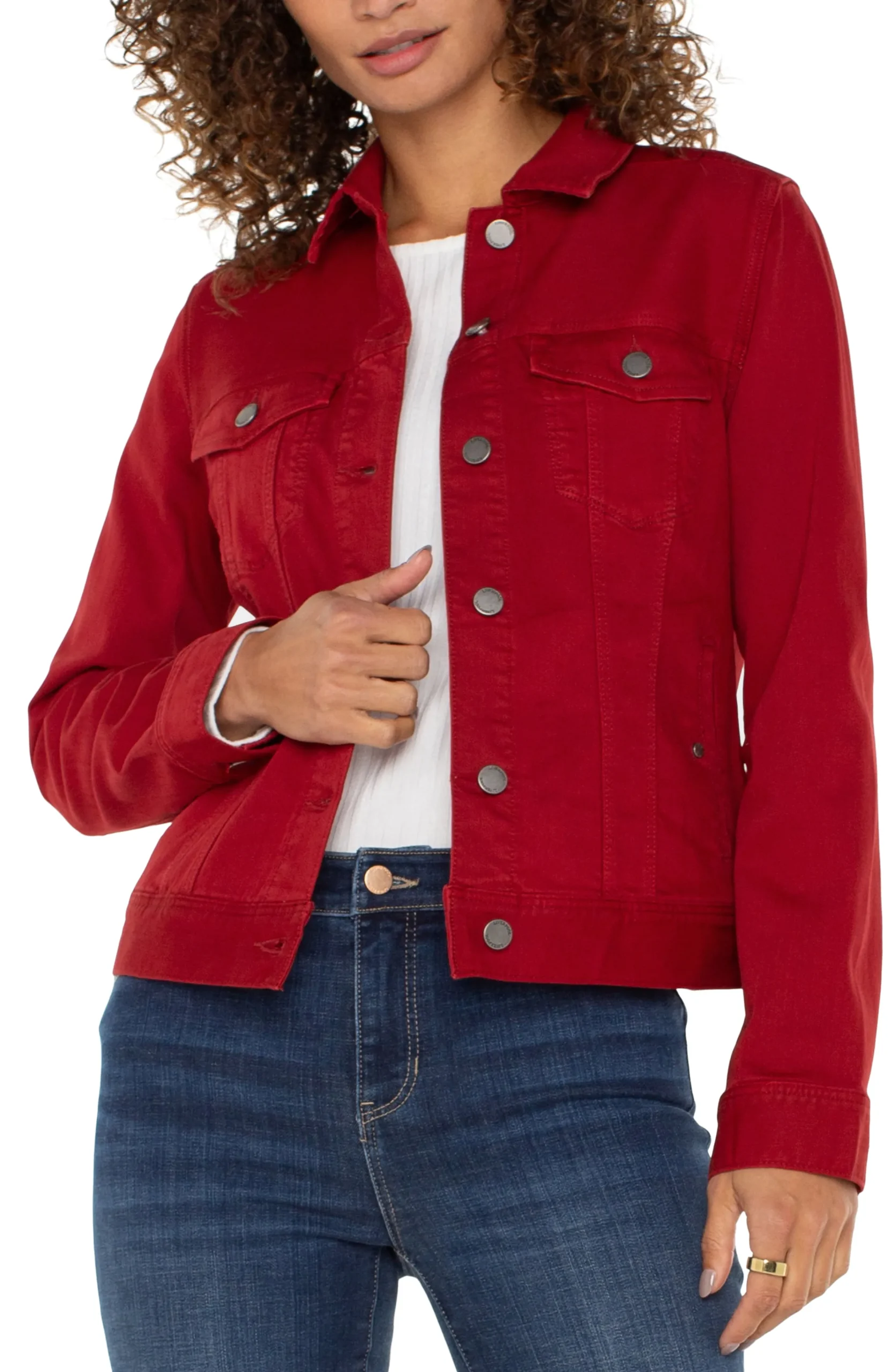 Liverpool Los Angeles Jackets-PETITE CLASSIC JEAN JACKET Carnelian