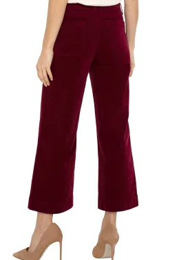 Liverpool Los Angeles Pants-PETITE CORDUROY CROP WIDE LEG Ruby
