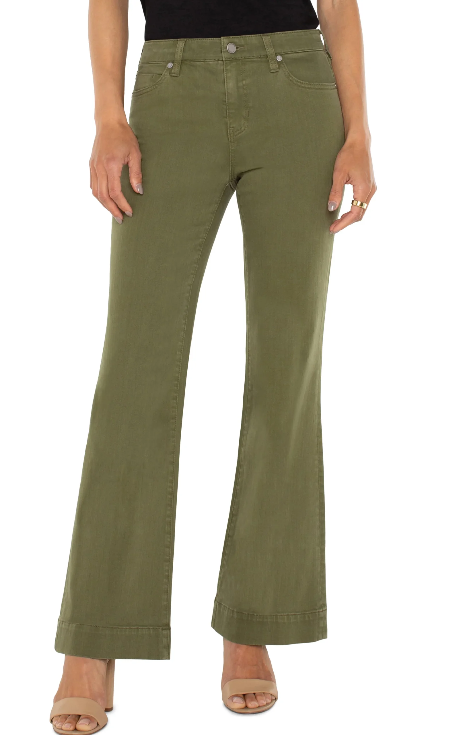 Liverpool Los Angeles Jeans-PETITE HANNAH FLARE WITH WIDE HEM Spanisholive