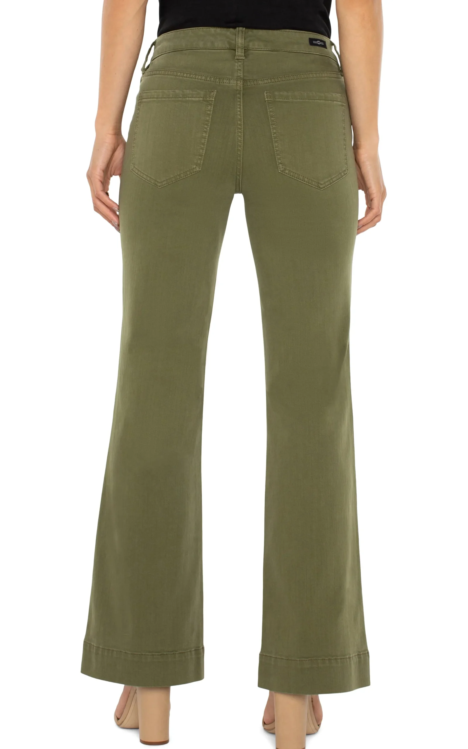 Liverpool Los Angeles Jeans-PETITE HANNAH FLARE WITH WIDE HEM Spanisholive