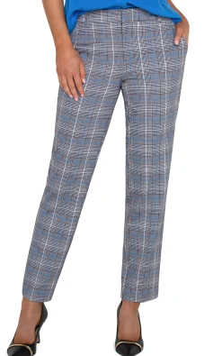 Liverpool Los Angeles Pants-PETITE KELSEY KNIT TROUSER Bluetopazplaid