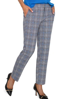 Liverpool Los Angeles Pants-PETITE KELSEY KNIT TROUSER Bluetopazplaid