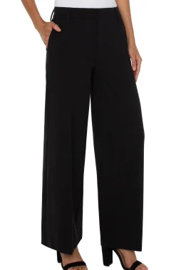 Liverpool Los Angeles Pants-PETITE KELSEY WIDE LEG TROUSER Black