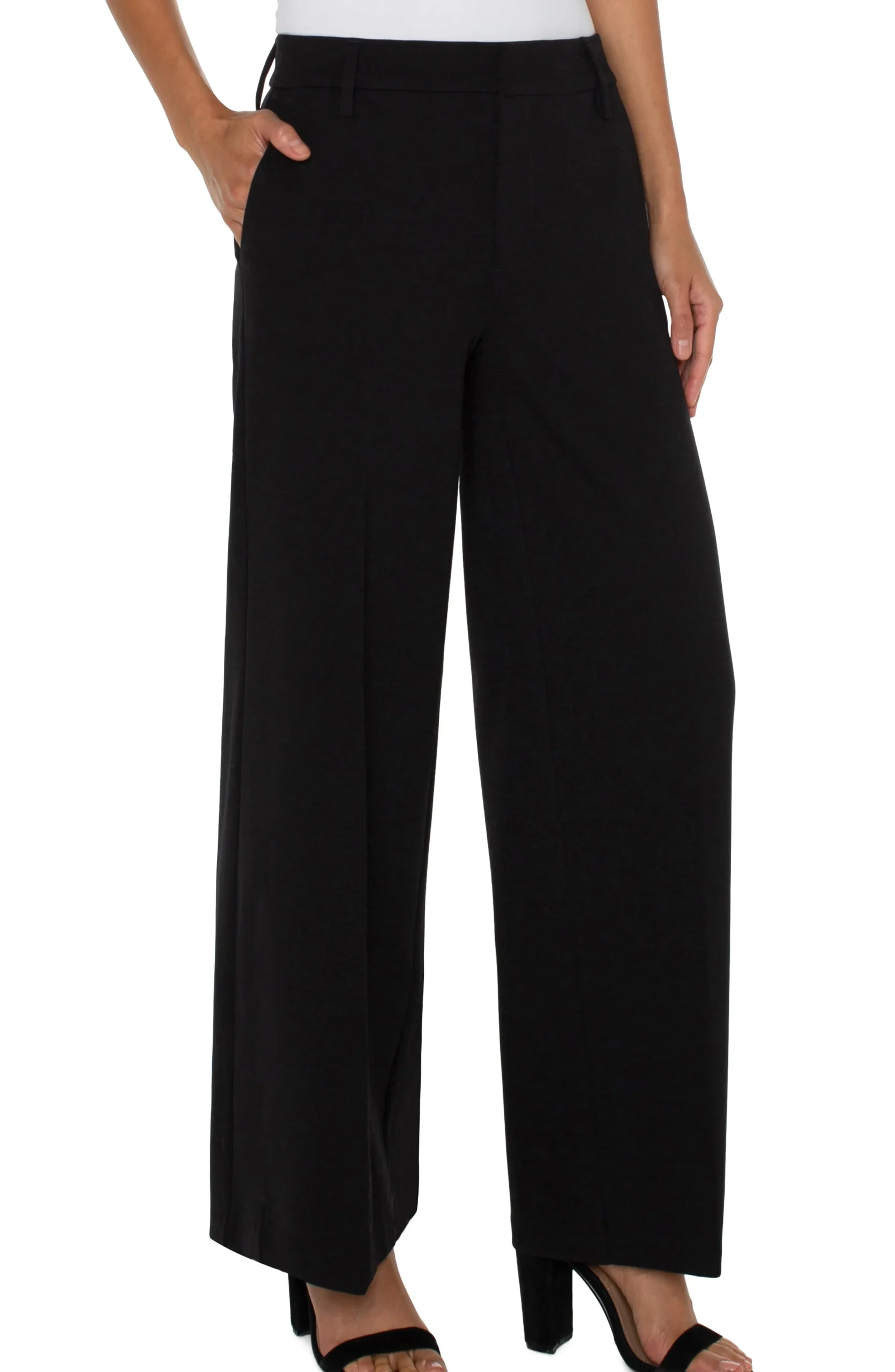 Liverpool Los Angeles Pants-PETITE KELSEY WIDE LEG TROUSER Black