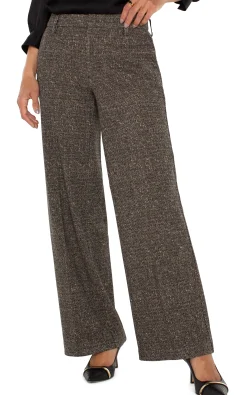 Liverpool Los Angeles Pants-PETITE KELSEY WIDE LEG TROUSER Blacktanherringbone