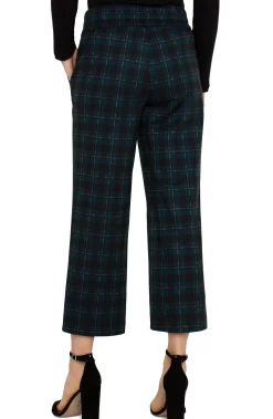 Liverpool Los Angeles Pants-PETITE MABEL PULL-ON CROP Darkforesttartanplaid