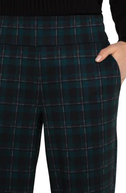 Liverpool Los Angeles Pants-PETITE MABEL PULL-ON CROP Darkforesttartanplaid