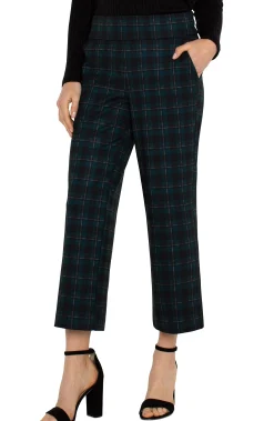 Liverpool Los Angeles Pants-PETITE MABEL PULL-ON CROP Darkforesttartanplaid