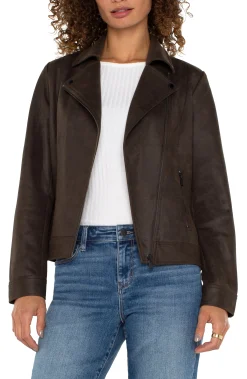 Liverpool Los Angeles Jackets-PETITE MOTO JACKET Blackolive