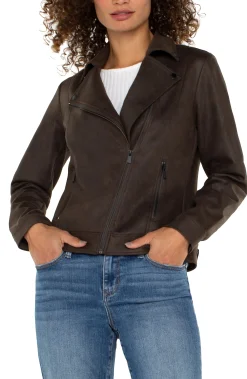 Liverpool Los Angeles Jackets-PETITE MOTO JACKET Blackolive