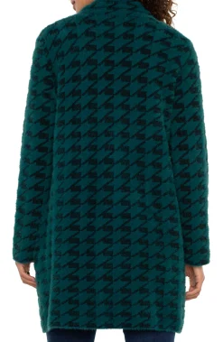 Liverpool Los Angeles Jackets-PETITE OPEN FRONT COATIGAN SWEATER Darkforesthoundstooth