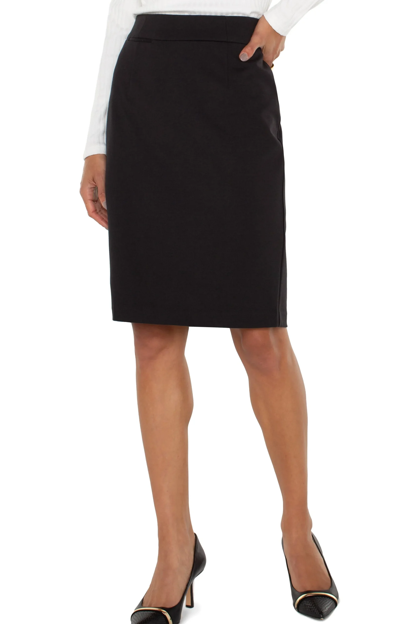 Liverpool Los Angeles Skirts-PETITE PENCIL SKIRT Black