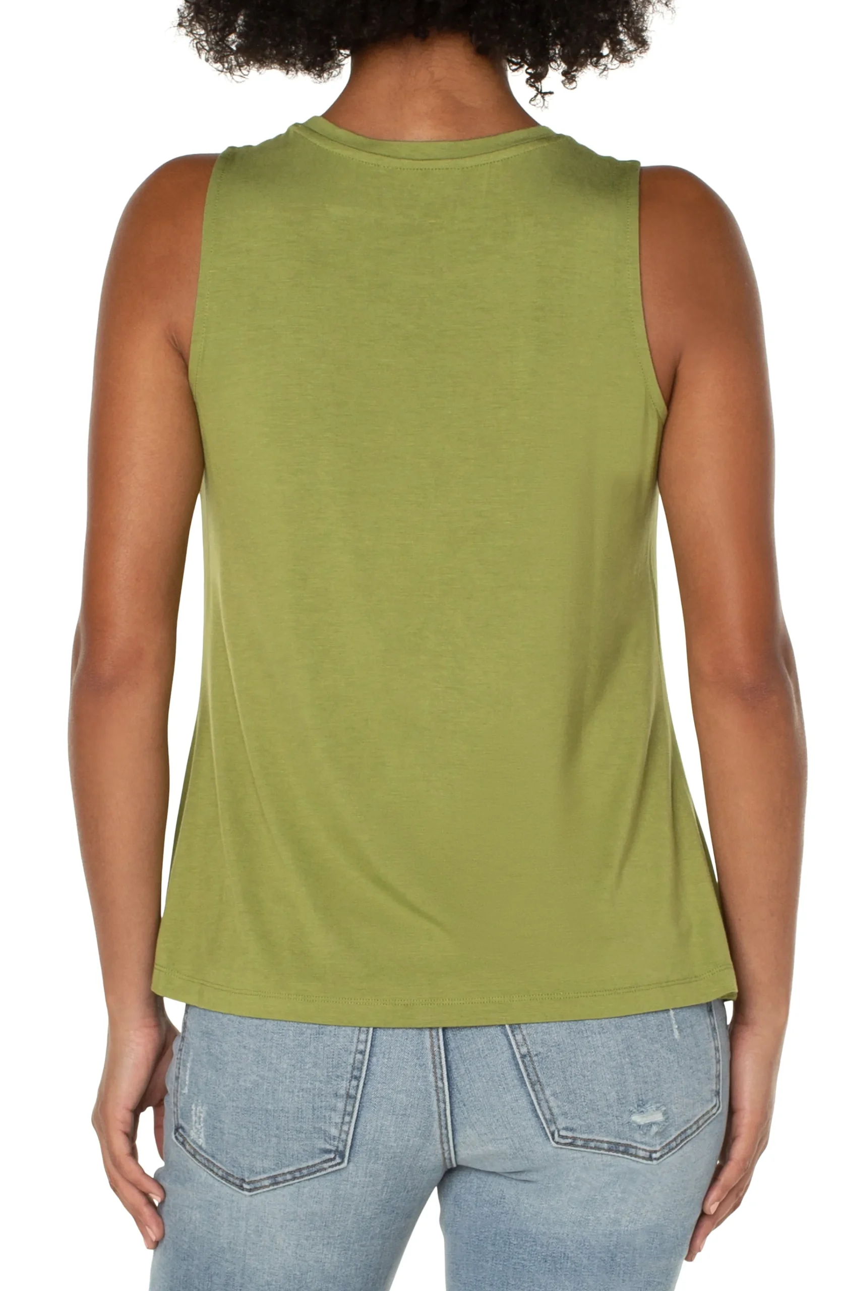 Liverpool Los Angeles Tops-PETITE SLEEVELESS SCOOP NECK TANK Avocado