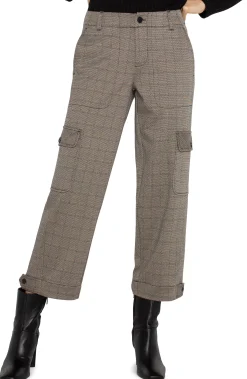Liverpool Los Angeles Pants-PETITE UTILITY CARGO CROP WITH TAB HEM Peppercornplaid