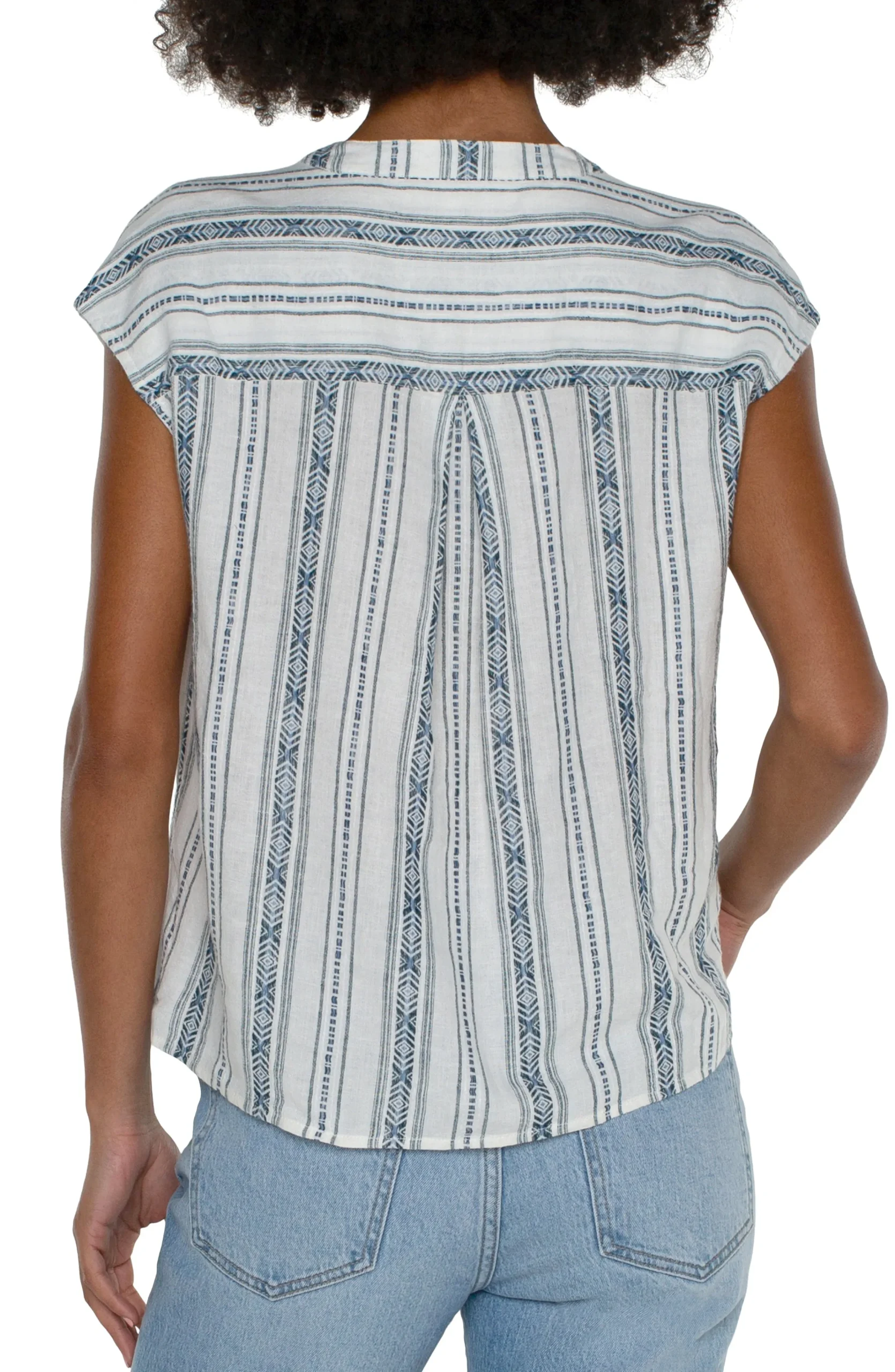 Liverpool Los Angeles Tops-PETITE WOVEN DOLMAN TOP Noveltycreamstripe