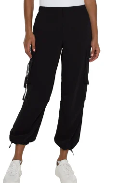 Liverpool Los Angeles Utility Pants|Pants-PULL-ON PARACHUTE CARGO PANTS Black