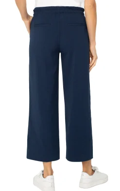 Liverpool Los Angeles Pants|Knit Pull-On-PULL-ON TIE WAIST WIDE LEG ANKLE Darknavy