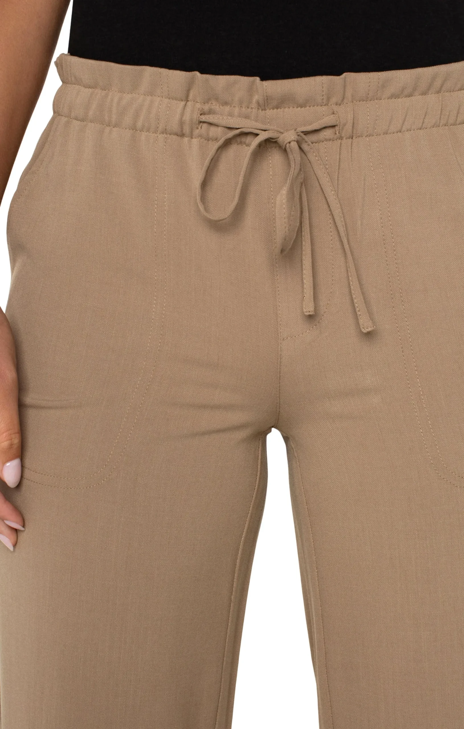 Liverpool Los Angeles Pants|Knit Pull-On-PULL-ON TIE WAIST WIDE LEG ANKLE Palosanto
