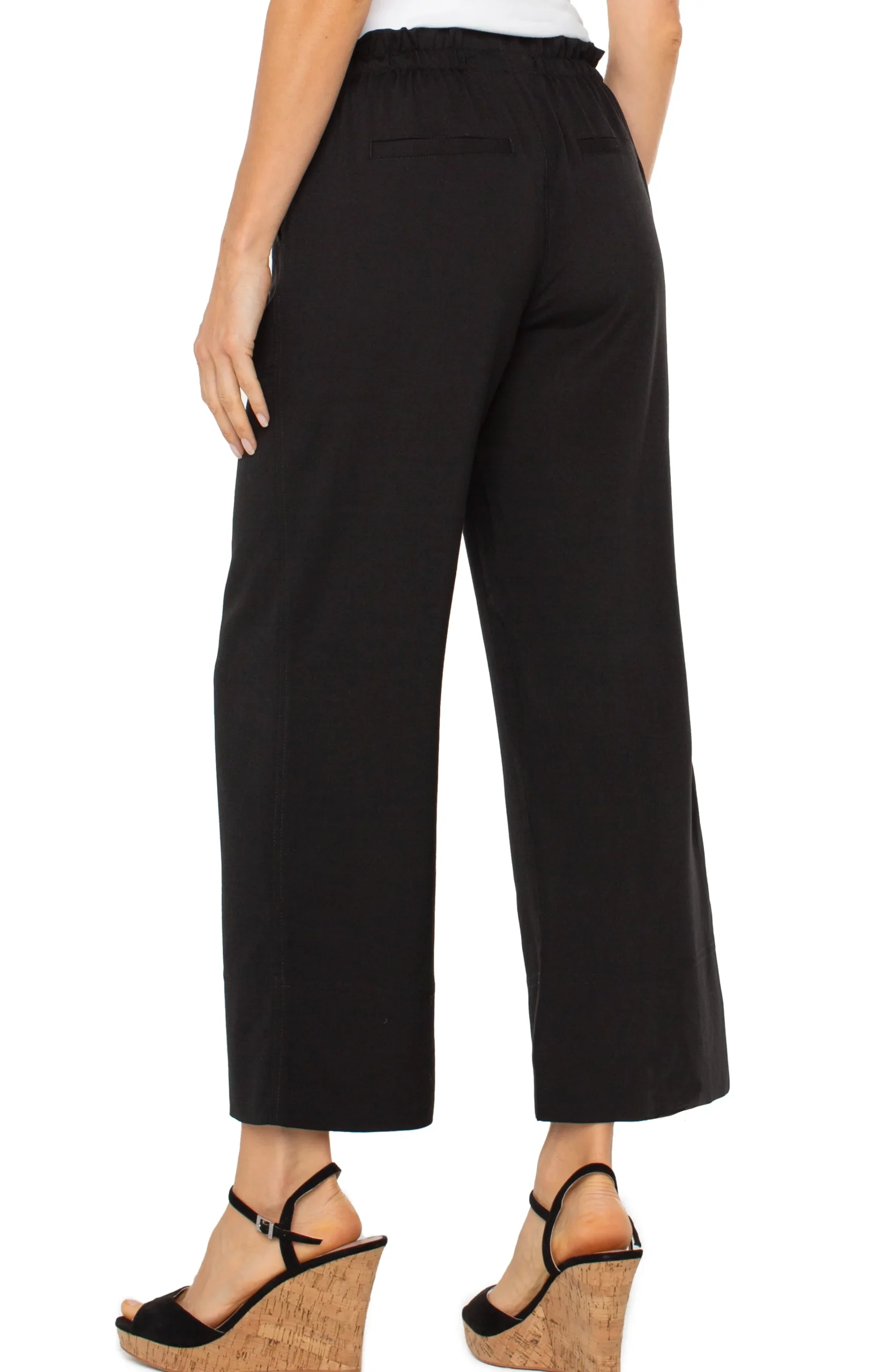 Liverpool Los Angeles Pants|Knit Pull-On-PULL-ON TIE WAIST WIDE LEG ANKLE Black