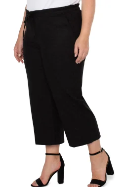 Liverpool Los Angeles Pants-PULL-ON TIE WAIST WIDE LEG ANKLE Black
