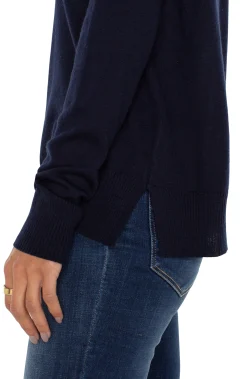 Liverpool Los Angeles Sweaters-RAGLAN SWEATER WITH SIDE SLITS Darknavy