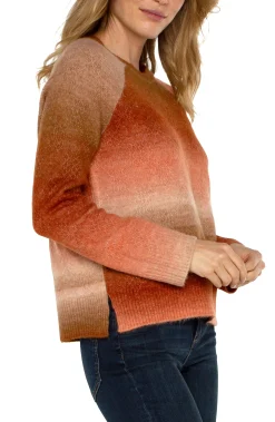 Liverpool Los Angeles Sweaters-RAGLAN SWEATER WITH SIDE SLITS Orangeombre