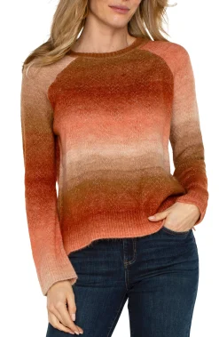 Liverpool Los Angeles Sweaters-RAGLAN SWEATER WITH SIDE SLITS Orangeombre