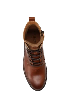 Liverpool Los Angeles Boots-RICHARD BURNISHED LEATHER LACE UP BOOT Cognac