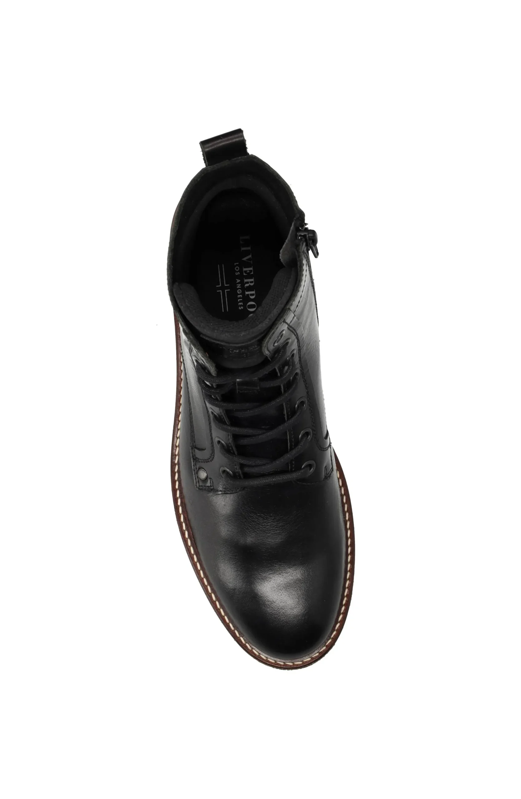 Liverpool Los Angeles Boots-RICHARD BURNISHED LEATHER LACE UP BOOT Black