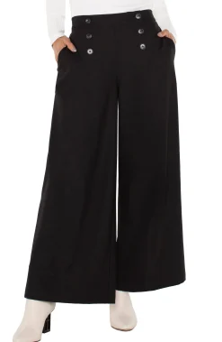 Liverpool Los Angeles Pants-SAILOR CROP WIDE LEG Black
