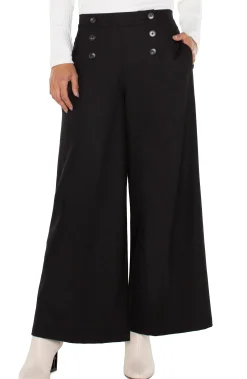 Liverpool Los Angeles Pants-SAILOR CROP WIDE LEG Black
