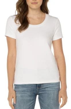 Liverpool Los Angeles Tops|Tees-SCOOP NECK SHORT SLEEVE TEE White