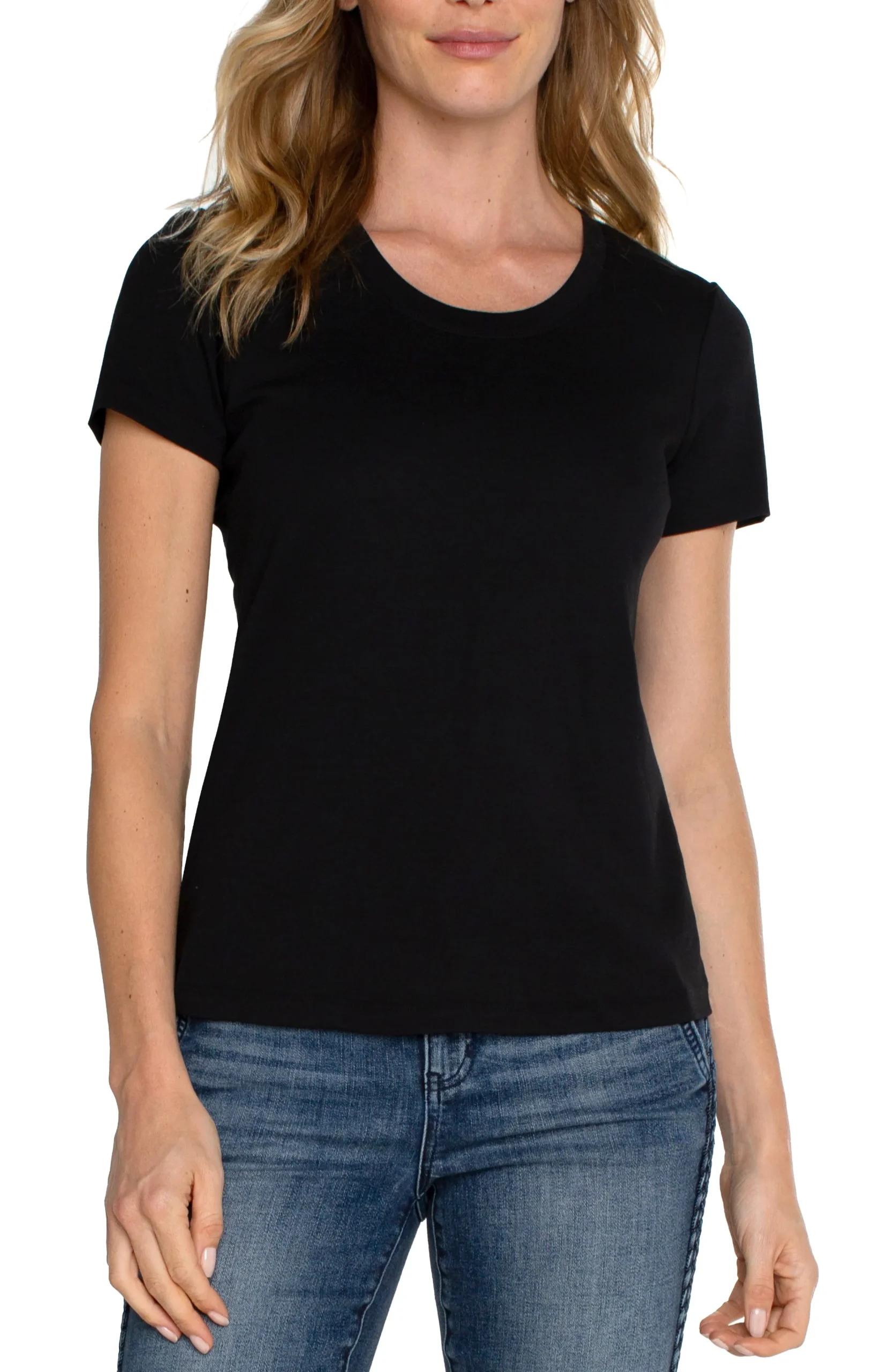 Liverpool Los Angeles Tops|Tees-SCOOP NECK SHORT SLEEVE TEE Black