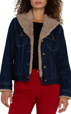 Liverpool Los Angeles Jackets-SHERPA COLLAR TRUCKER JACKET Rinse
