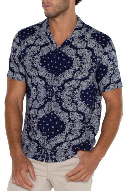 Liverpool Los Angeles Shirts-SHORT SLEEVE CAMP SHIRT Eclipseporcelain